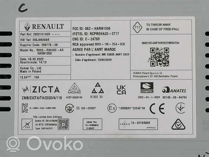 Renault Trafic III (X82) Radio/CD/DVD/GPS-pääyksikkö 280215140R