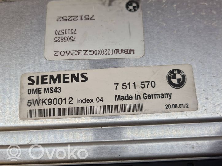 BMW 5 E39 Moottorinohjausyksikön sarja ja lukkosarja 7511570