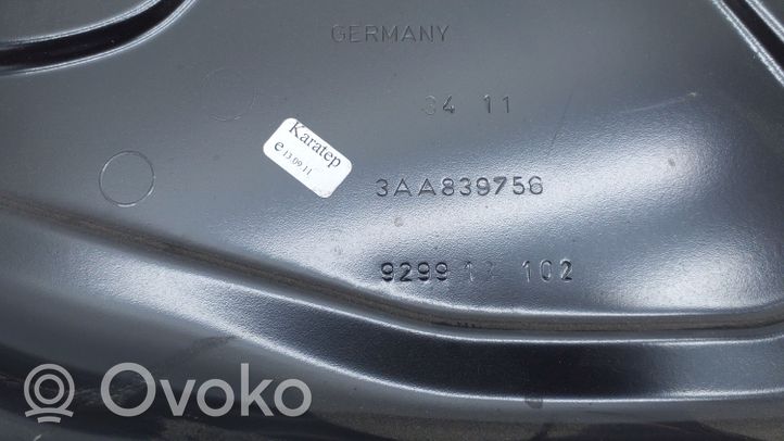 Volkswagen PASSAT B7 Rear window lifting mechanism without motor 3AA839756