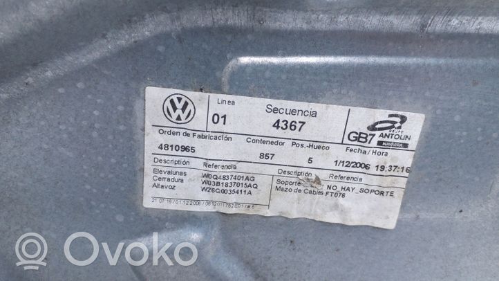 Volkswagen Polo IV 9N3 Meccanismo di sollevamento del finestrino anteriore senza motorino 6Q4837755