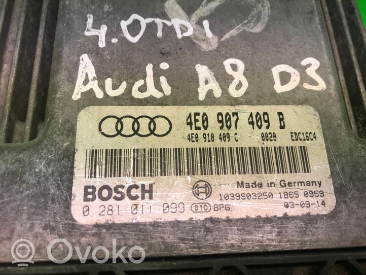 Audi A8 S8 D3 4E Moottorin ohjainlaite/moduuli (käytetyt) 4E0907409B