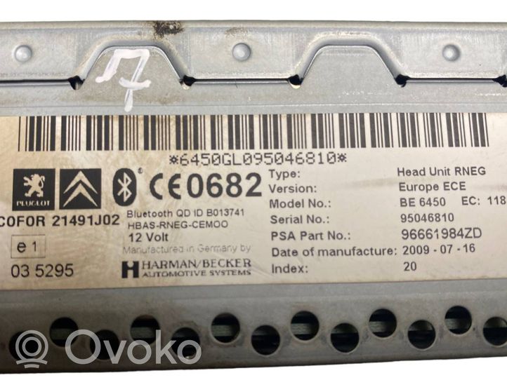 Citroen C5 Radio/CD/DVD/GPS-pääyksikkö 96661984ZD