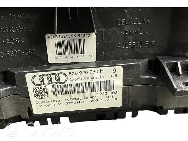 Audi A1 Compteur de vitesse tableau de bord 8X0920980H