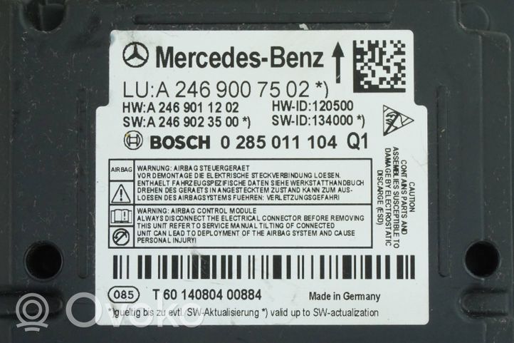 Mercedes-Benz B W246 W242 Turvatyynyn ohjainlaite/moduuli A2469007502