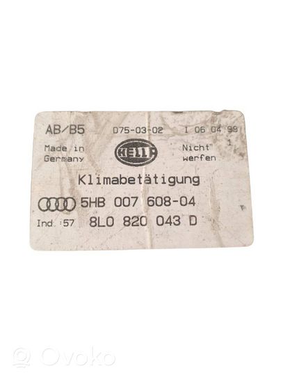 Audi A3 S3 8L Ilmastoinnin ohjainlaite 8L0820043D