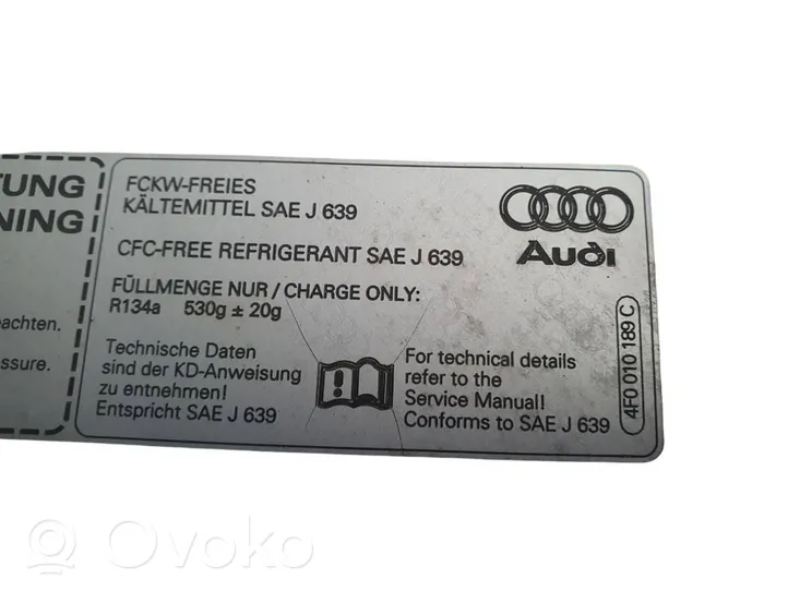 Audi A6 S6 C6 4F Vano motore/cofano 4F0010189C