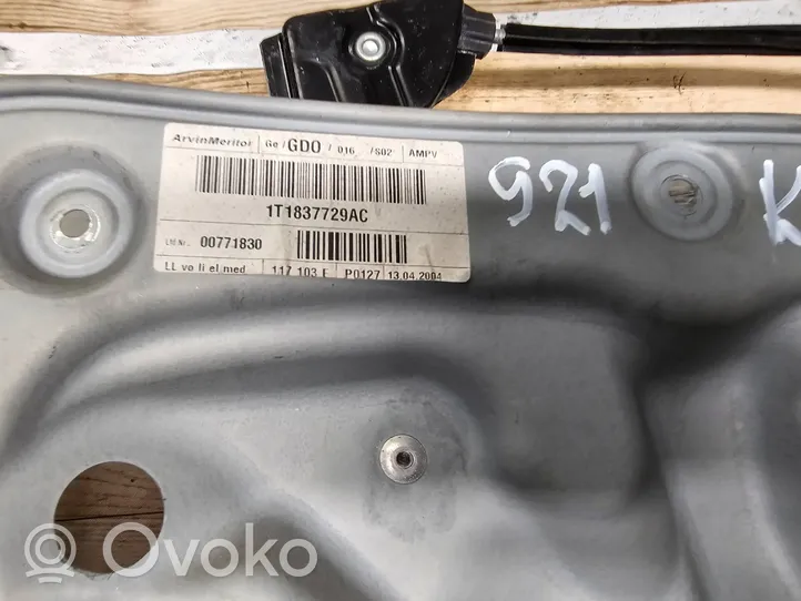 Volkswagen Touran I Elektryczny podnośnik szyby drzwi przednich 1T1837729AC