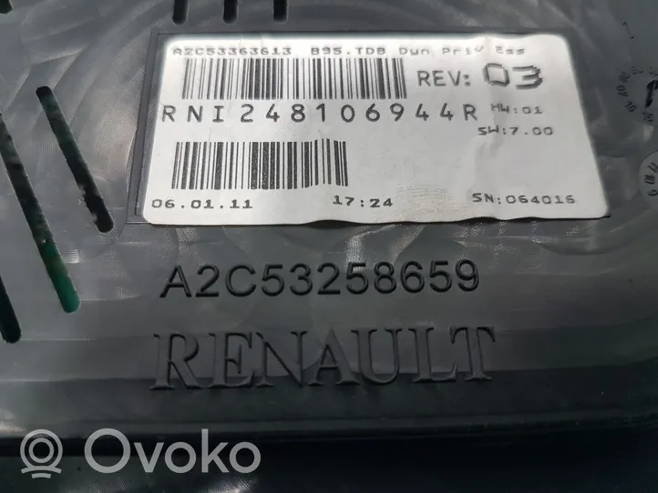 Renault Megane III Velocímetro (tablero de instrumentos) 248106944R