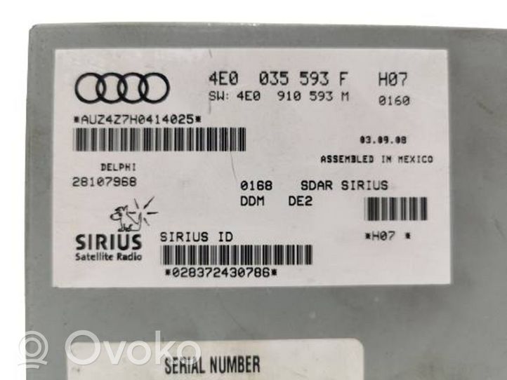 Audi A4 S4 B8 8K Pääyksikkö multimedian ohjaus 4E0035593F