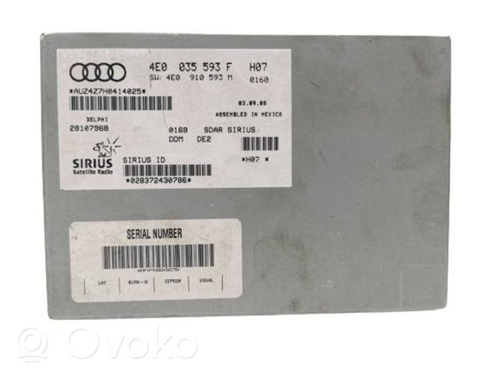 Audi A4 S4 B8 8K Pääyksikkö multimedian ohjaus 4E0035593F