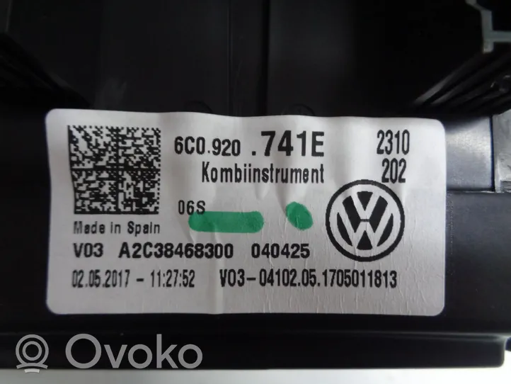 Volkswagen Polo V 6R Compteur de vitesse tableau de bord 6C0920741E