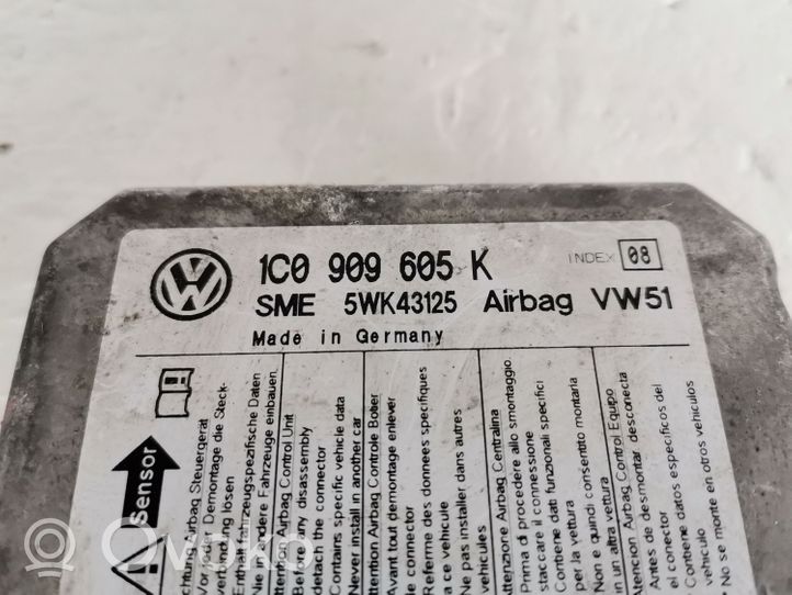 Volkswagen Polo V 6R Module de contrôle airbag 1C0909605K