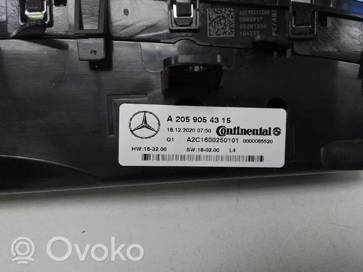 Mercedes-Benz GLC C253 Ilmastoinnin ohjainlaite A2059054315