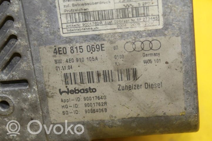 Audi A8 S8 D3 4E Pre riscaldatore ausiliario (Webasto) 4E0910105A