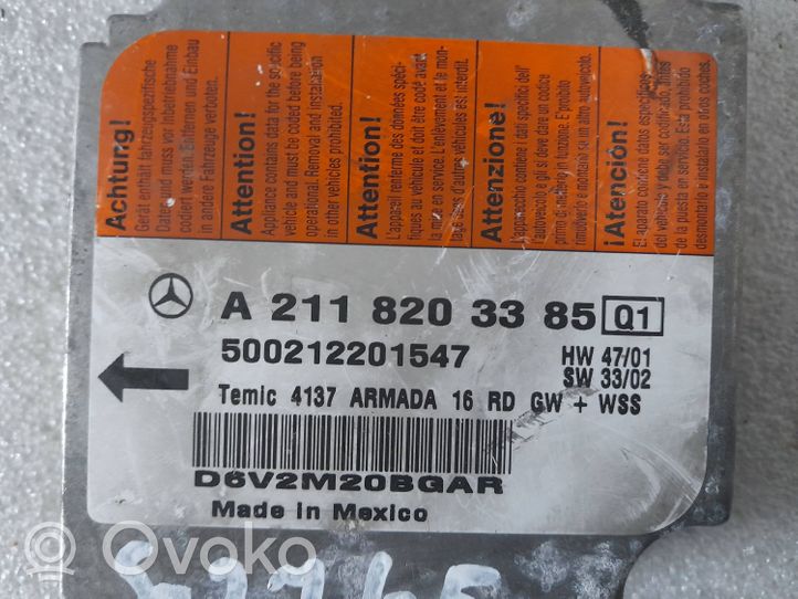 Mercedes-Benz E W211 Module de contrôle airbag A2118203385