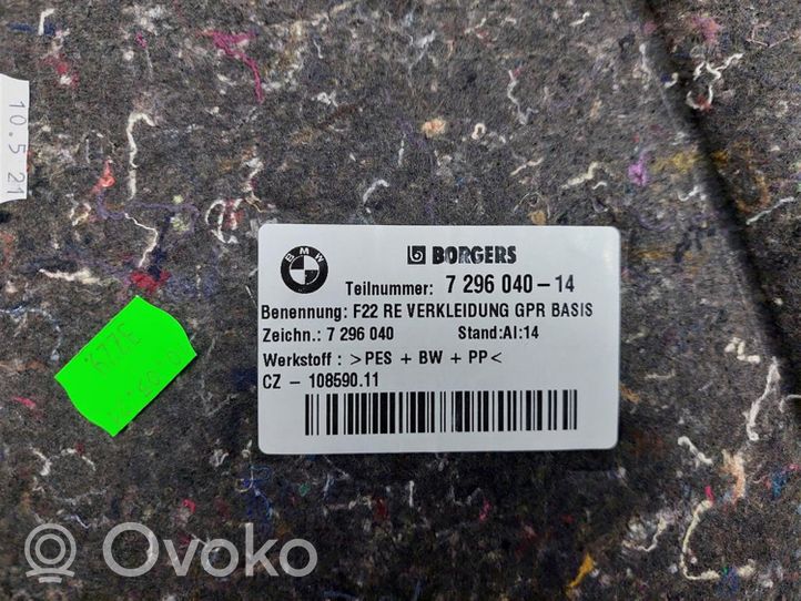 BMW 2 F22 F23 Moldura protectora del maletero/compartimento de carga 7296040