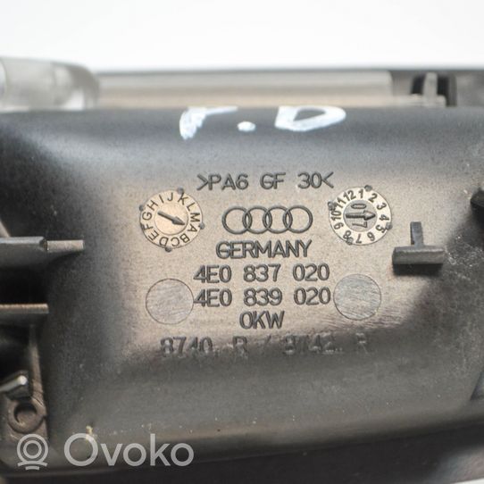 Audi A8 S8 D3 4E Poignée inférieure de porte avant 4E0837020