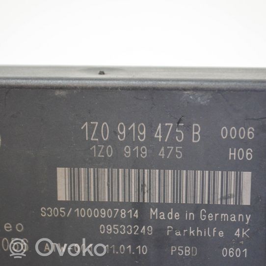 Skoda Octavia Mk2 (1Z) Pysäköintitutkan (PCD) ohjainlaite/moduuli 1Z0919475B