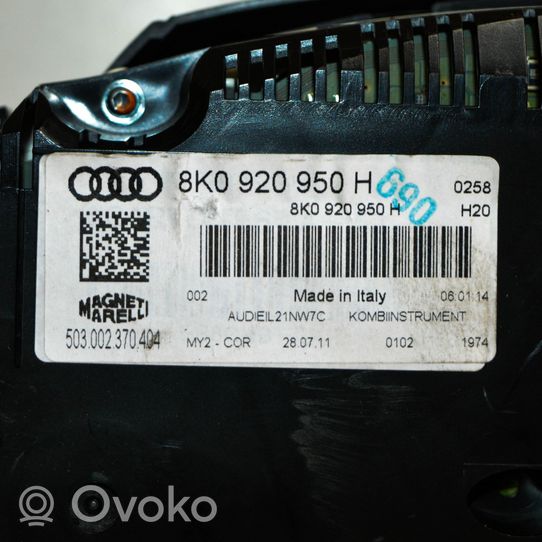 Audi A4 S4 B8 8K Compteur de vitesse tableau de bord 8K0920950H