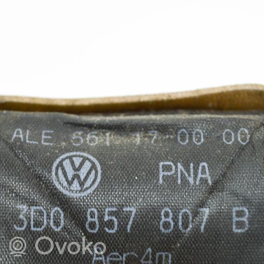 Volkswagen Phaeton Middle seatbelt (rear) 3D0857807B