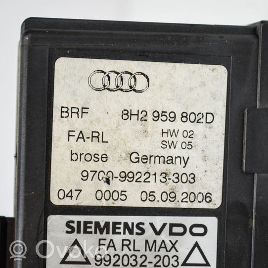 Audi A4 S4 B6 8E 8H Moteur de lève-vitre de porte avant 8H2959802D