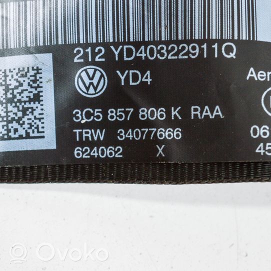 Volkswagen PASSAT B7 Pas bezpieczeństwa fotela tylnego 3C5857806K