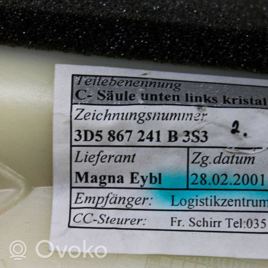 Volkswagen Phaeton D-pilarin verhoilu (alaosa) 3D5867241B