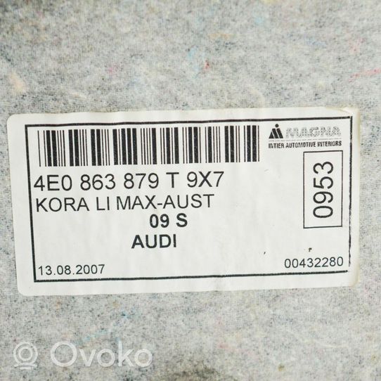 Audi A8 S8 D3 4E Tavaratilan/takakontin alempi sivuverhoilu 4E0863879T