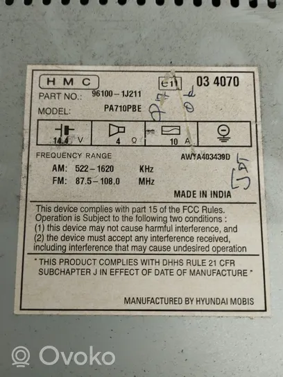 Hyundai i20 (PB PBT) Hi-Fi-äänentoistojärjestelmä 961001J211