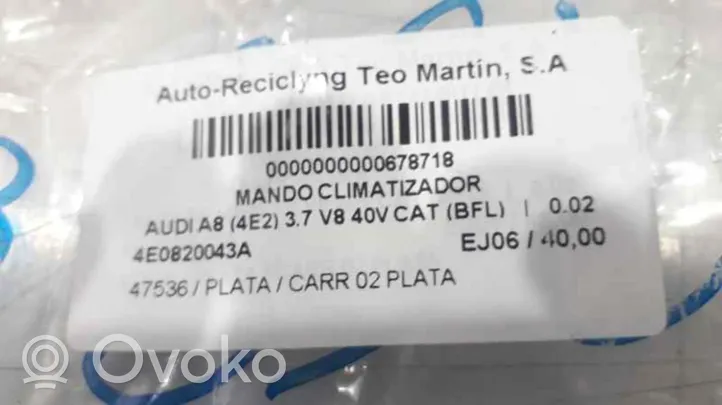 Audi A8 S8 D2 4D Centralina del climatizzatore 4D0820043M