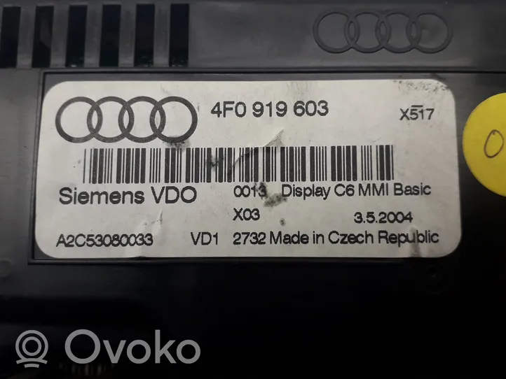 Audi A6 S6 C6 4F Schermo del visore a sovrimpressione 4F0919603