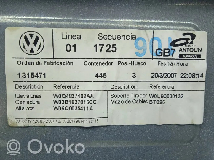 Volkswagen Polo IV 9N3 Alzacristalli elettrico della portiera anteriore Q4837402AA