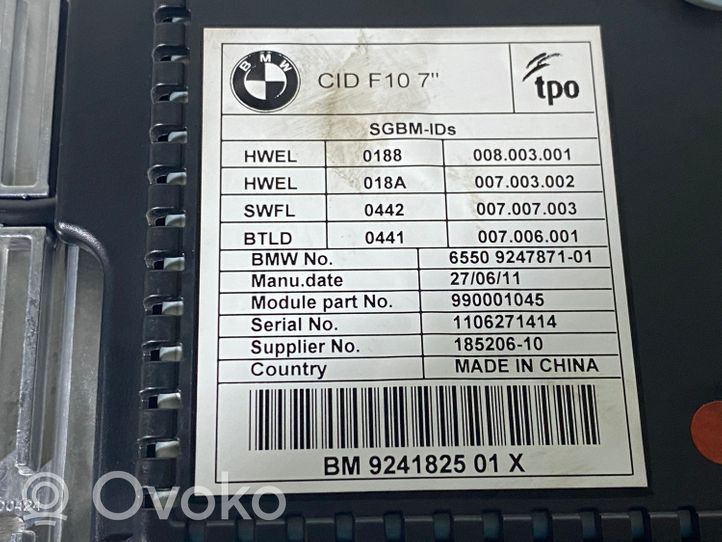 BMW 5 F10 F11 Monitor / wyświetlacz / ekran 9247871