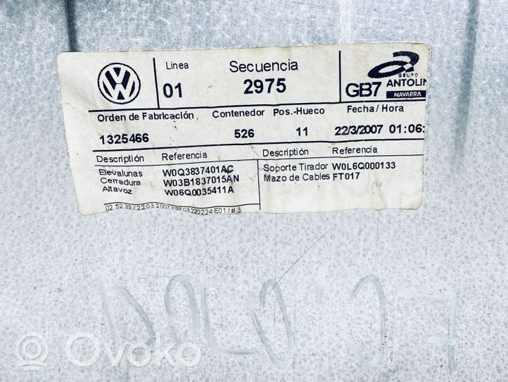 Volkswagen Polo IV 9N3 Alzacristalli elettrico della portiera anteriore 6Q3837461F