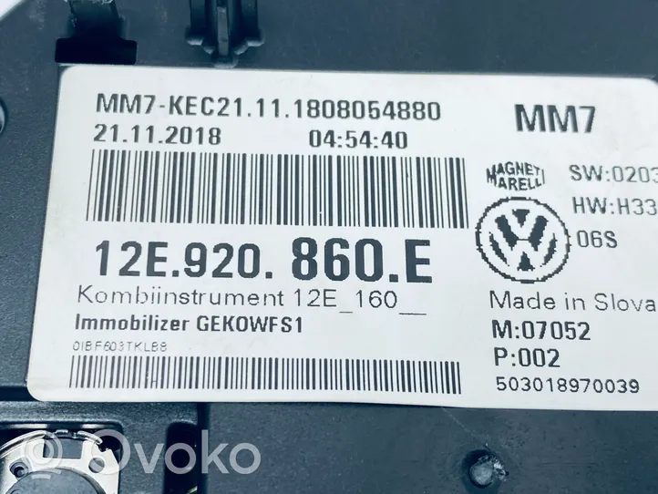 Volkswagen e-Up Tachimetro (quadro strumenti) 12E920860E