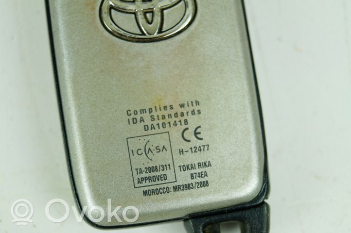 Toyota Land Cruiser (J150) Klucz / Karta zapłonu B74EA