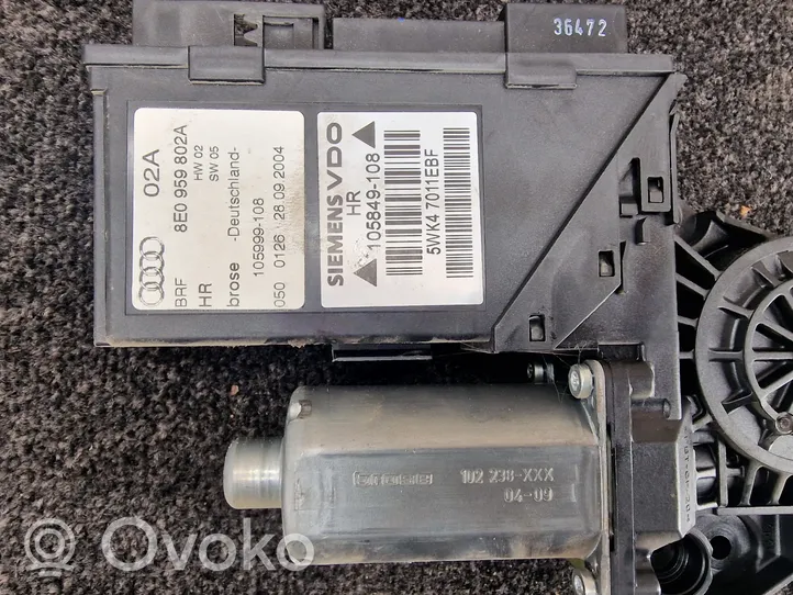 Audi A4 S4 B6 8E 8H Moteur de lève-vitre de porte arrière 8E0959802A