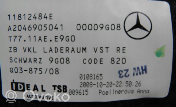 Mercedes-Benz GLK (X204) Apatinis, bagažinės šono, apdailos skydas A2046905041