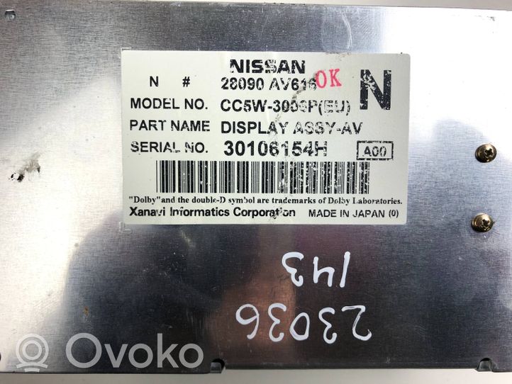 Nissan Primera Radio/CD/DVD/GPS-pääyksikkö 28090AV616K