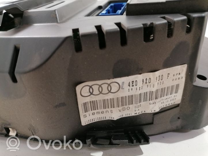 Audi A8 S8 D3 4E Speedometer (instrument cluster) 4E0920930F