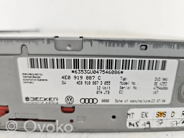 Audi A6 S6 C6 4F Unité de navigation Lecteur CD / DVD 4E0919887