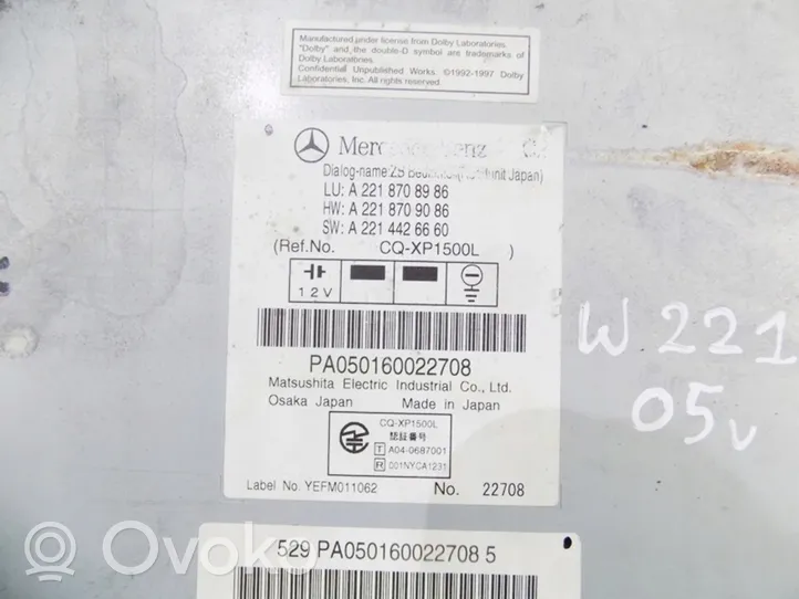 Mercedes-Benz S W221 Zmieniarka płyt CD/DVD a2218708986
