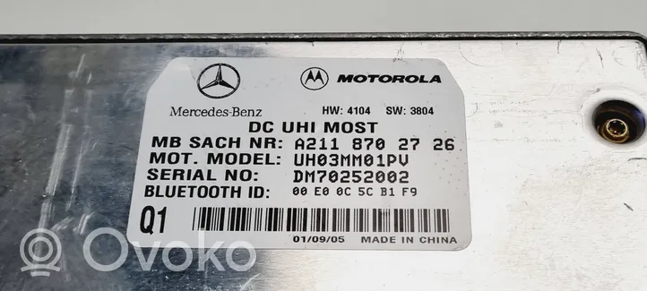 Mercedes-Benz E W211 Module unité de contrôle Bluetooth A2118702726