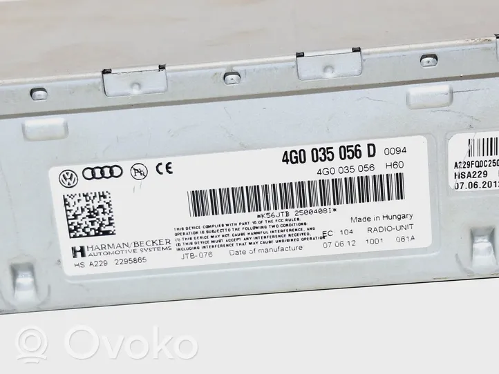 Audi Q5 SQ5 Radio/CD/DVD/GPS-pääyksikkö 4G0035056D