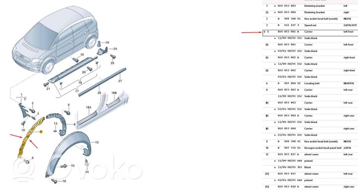 Audi A2 Takapuskurin kannake 8Z0853861A