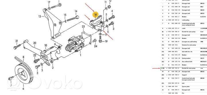 Audi 80 90 S2 B4 Ohjaustehostimen pumpun kannake 028145531E