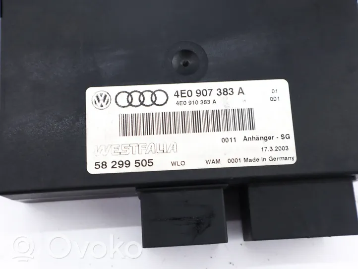 Audi A8 S8 D3 4E Sterownik / Moduł haka holowniczego 4E0907383A