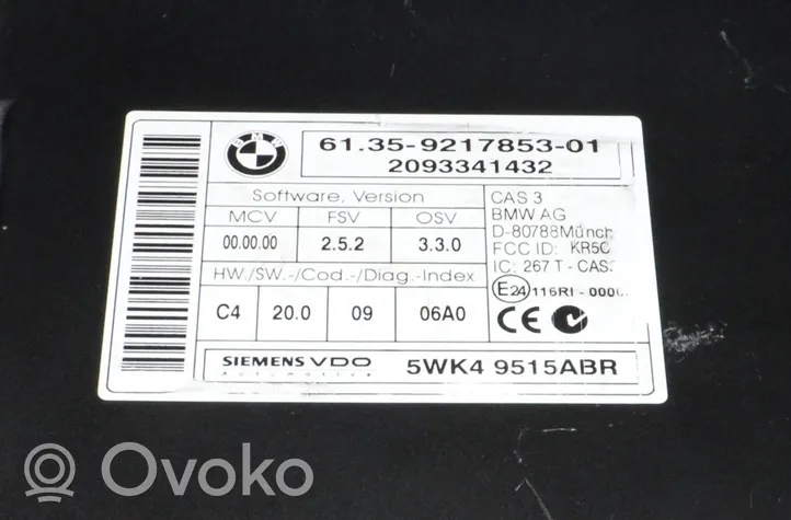 BMW 3 E90 E91 Kit centralina motore ECU e serratura 8506438