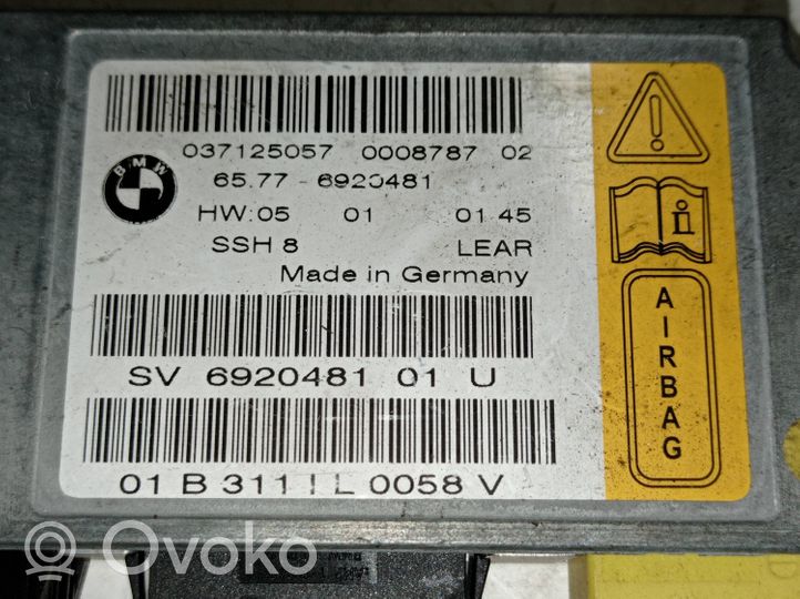 BMW 7 E65 E66 Module de contrôle airbag 6920481