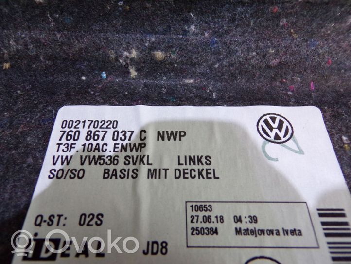 Volkswagen Touareg III Trunk/boot lower side trim panel 760867037C